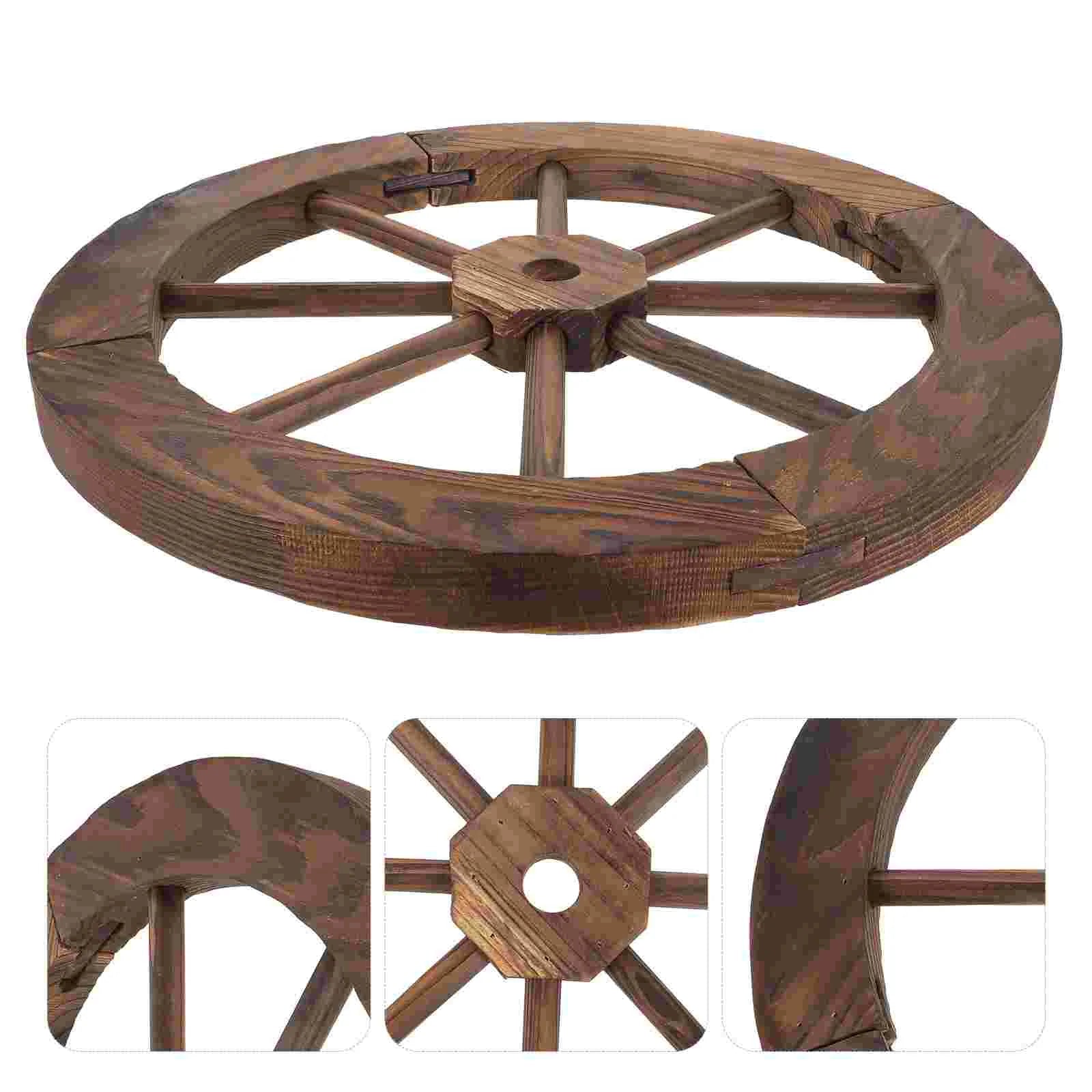 Wooden Wall Background Wall Decor Home nament Vintage Stickers Wooden Wheels Room Office Living Study Decorative
