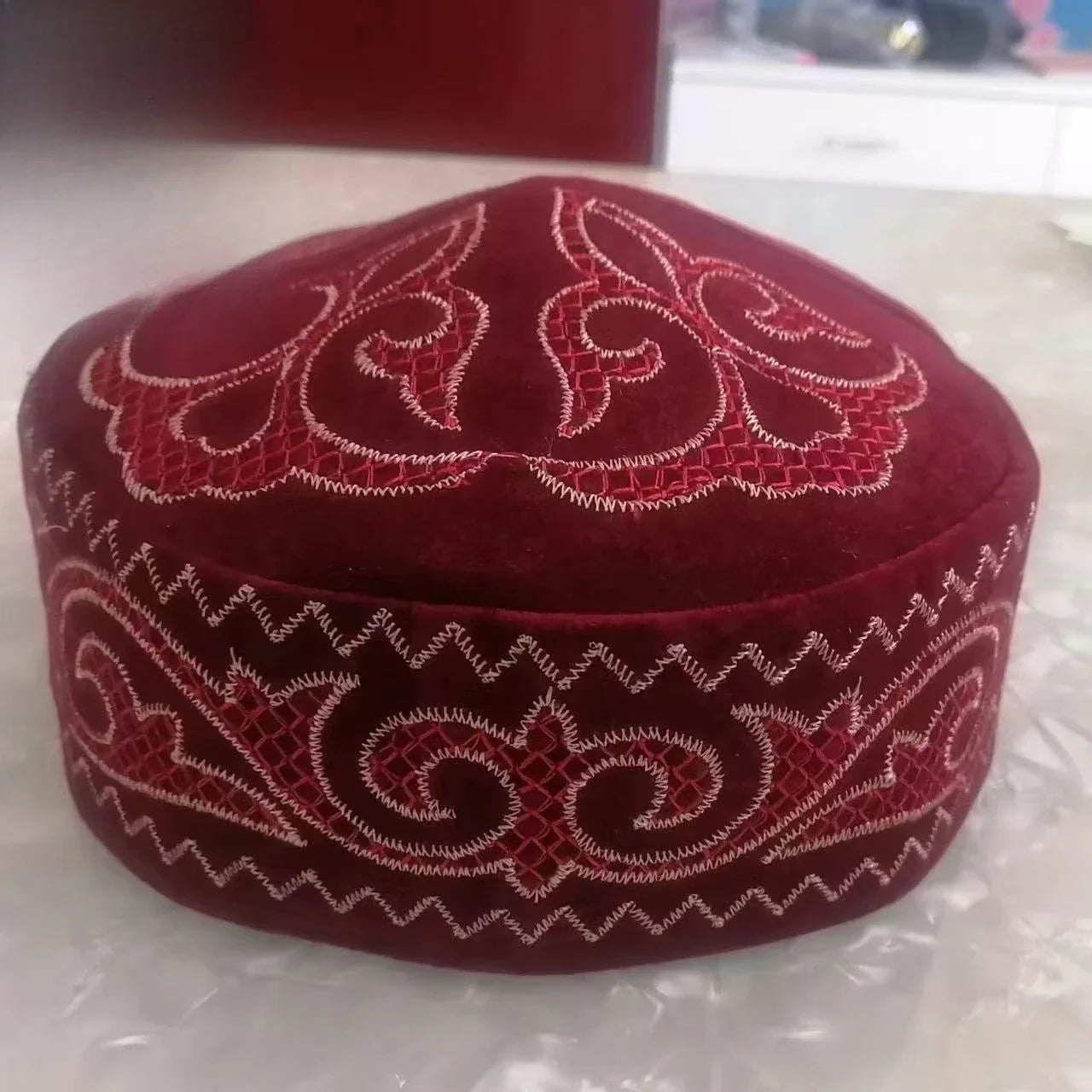 Kazakh Style Caps for Women Men Dancing Party Hats Fashion Black Blue Kufi Muslim Hijab Handmade Embroidery Ethnic Hat