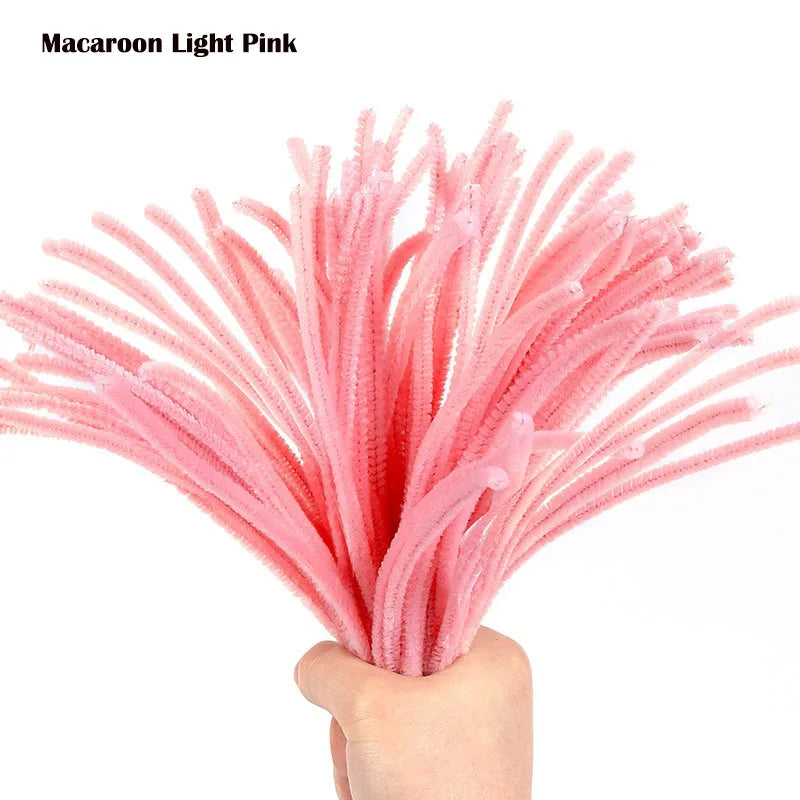 100/200/300/500/1000pcs DIY Plush Chenille Sticks Stem Pipe Cleaner HandCraft part for Spring Xmas Halloween Newyear Easter