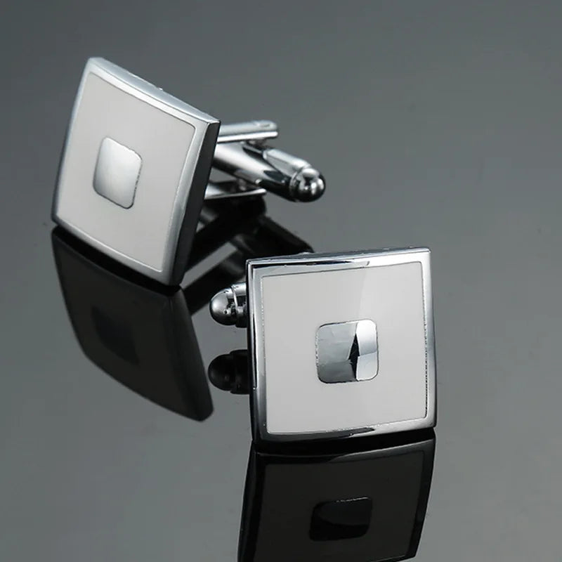 Cufflinks For Men Luxury Silvery Cuffs Retro Metal Cuff Links Mens French Square Button Shirts Business Jewelry Gift For Wedding - Free Item.