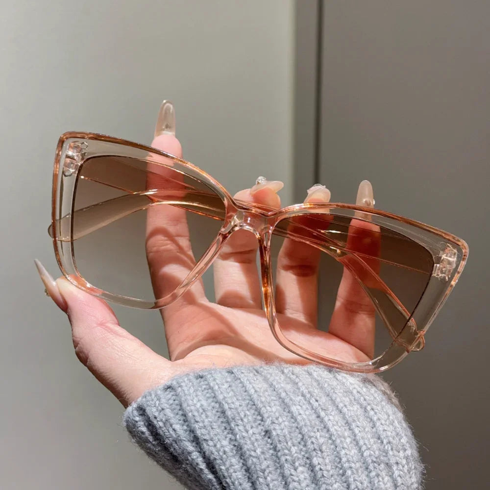Women Trendy Cat Eye Sunglasses For Men Retro Large Square Frame Sun Glasses UV400 Protection Goggle Eyewear Shades Eyeglasses
