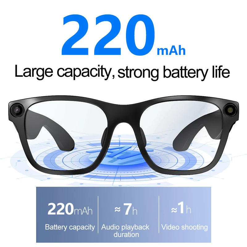 LIGE AI Smart Camera Glasses 500W 1080P HD Mini Camera Video Recording Voice Assistant Calls Music Outdoor Bluetooth Eyeglasses