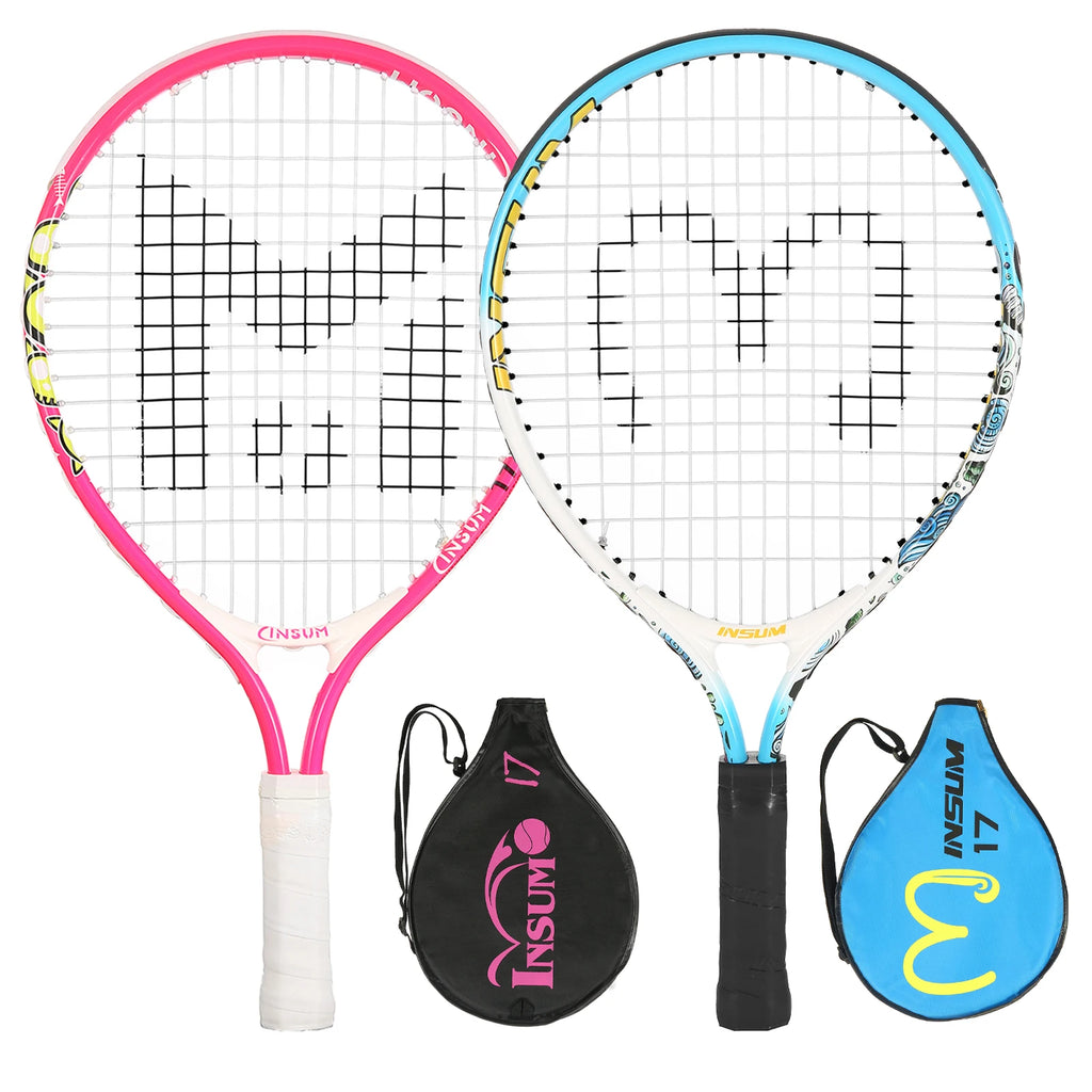 Kids Tennis Racket,17" Aluminum Tennis Racket with Carry Bag for Kid,Toddler Outdoor/Indoor Sport Play Rackets