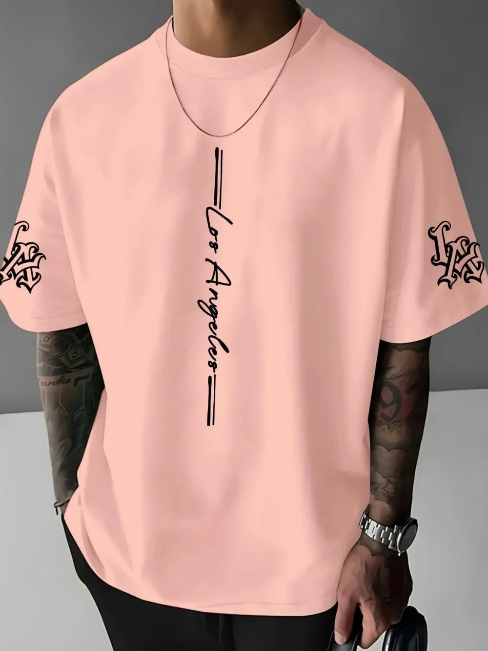 Men's new summer minimalist letter print comfortable and breathable round neck T-shirt outdoor casual top
