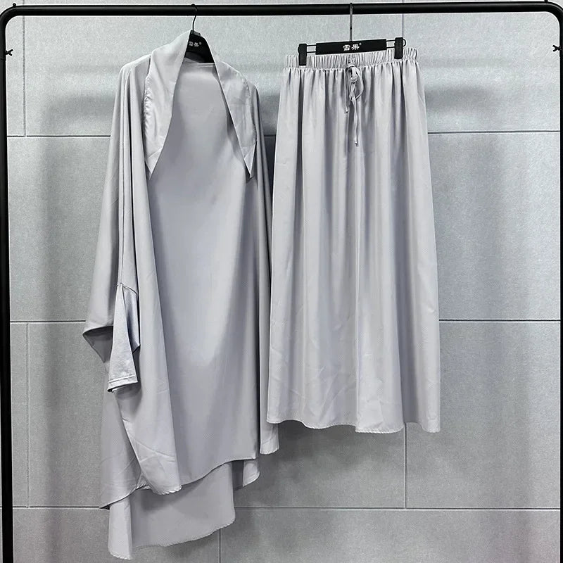 Ramadan Abayas Sets  2 Piece Set Muslim Women Hijab Dress Prayer Garment Abaya Long Khimar Arab Gown  Islamic Clothes Robe