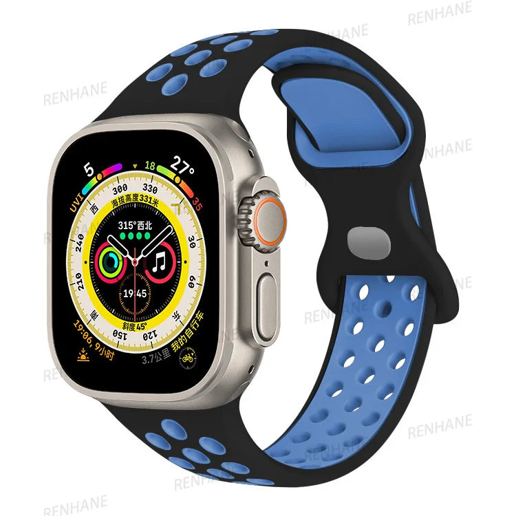 Strap For Apple Watch Ultra 7 8 9 41mm 45mm 40 44 42mm for nike sport Band iWatch serie SE 6 49mm Silicone Breathable bracelet