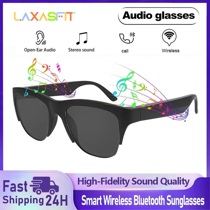 2026 New Smart Bluetooth V5.3 Sunglasses Glasses Call Outdoor Sports Headphones HIFI Anti-touch UV For Men Women