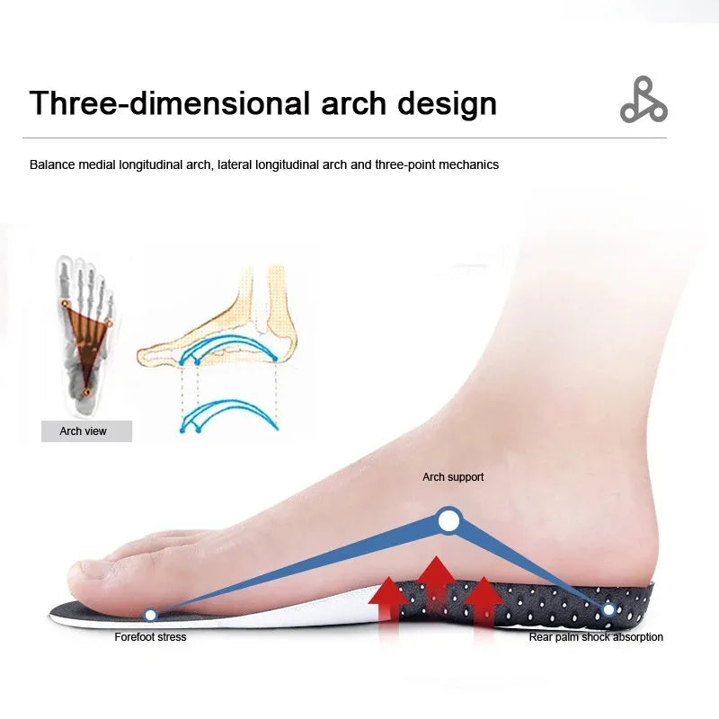 Cuttable Breathable Orthotic Arch Support Shoe Insoles for Men Women Soft Running Cushion Memory Gel Pad with Sweat Absorption