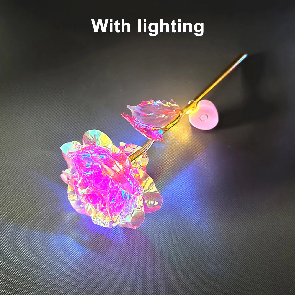 Led Valentine's Day Mother's Day Gift 24K Foil Plated Roses Artifical Flowers Wedding Decor Lover Lighting Roses Creative Gift