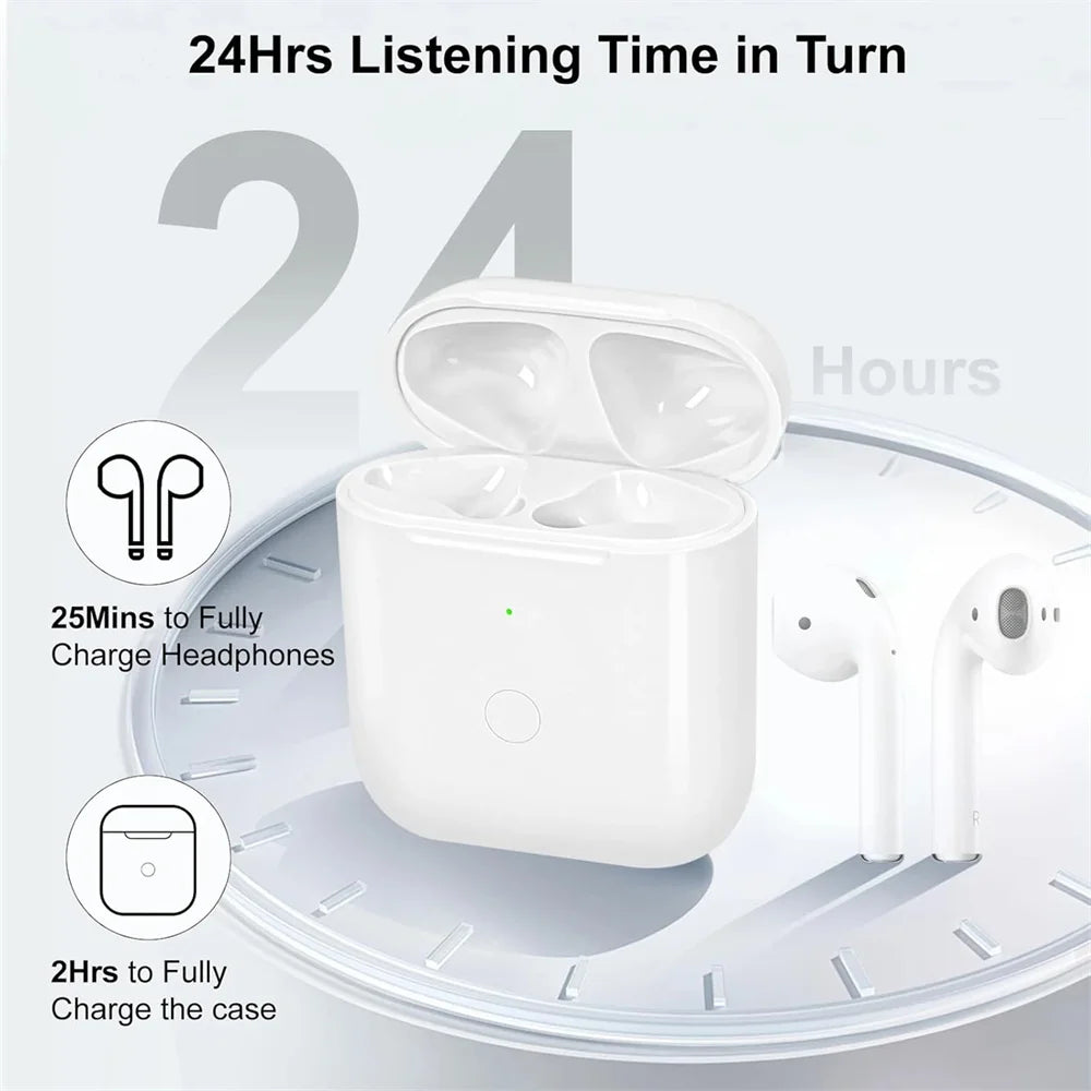 Wireless Charging Case For AirPods 1st 2 & 2nd - 550mAh Charger Box W/ Bluetooth Sync Button ,For IOS/Type-C Port, No Earbuds