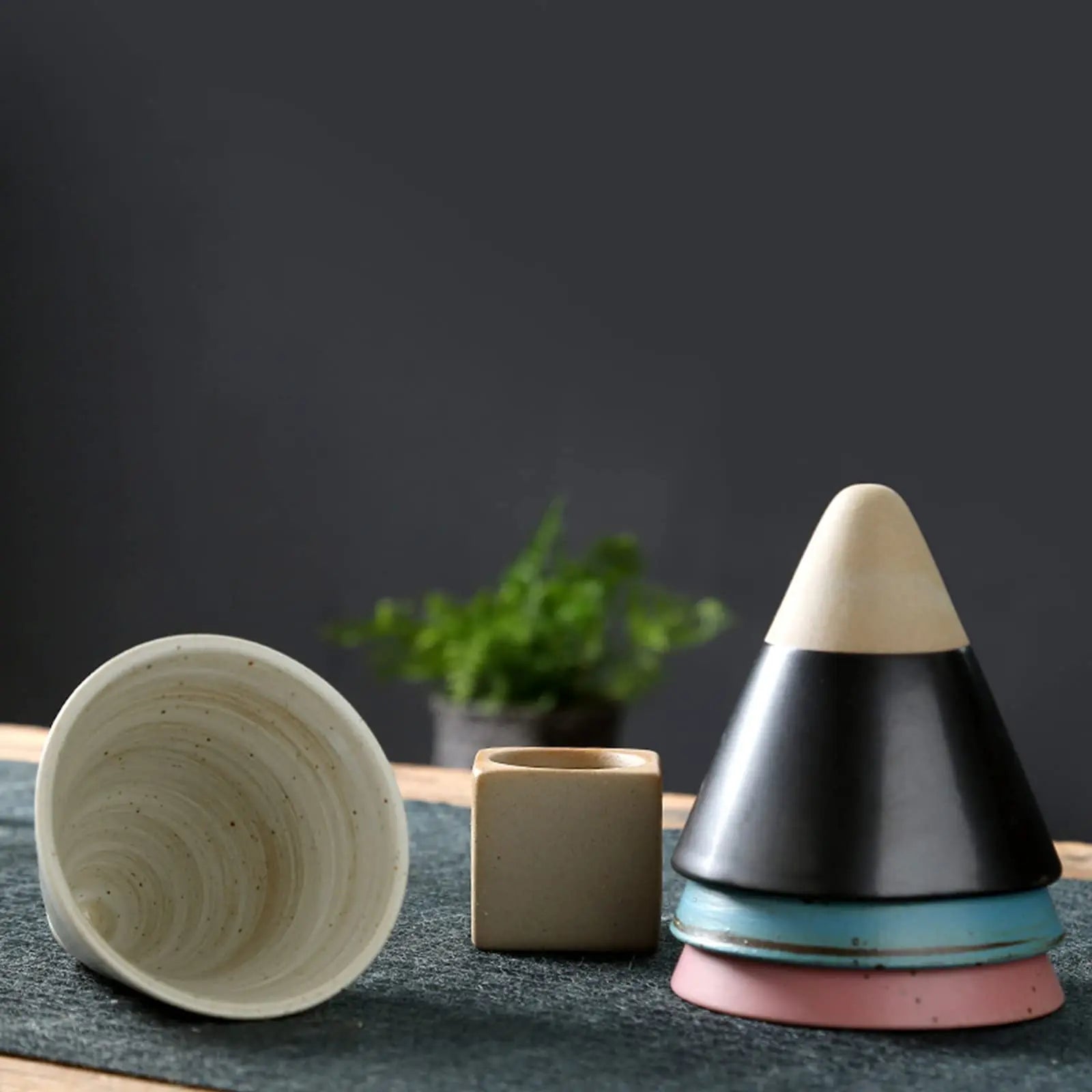 1Pack Ceramic Coffee Cup with Base 100mlCreative Triangular Cone Porcelain Cup Funnel Coffee Tea Cup Set Personalized Coffee Cup