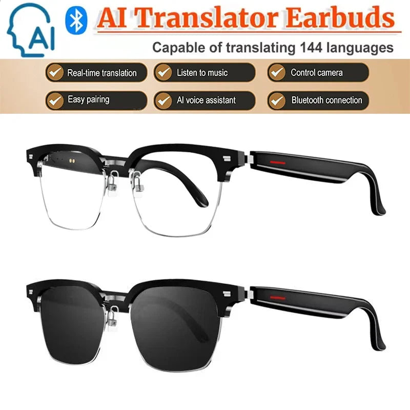Glasses Translator AI 144 Languages Translation Sunglasses Bluetooth Chat Intelligent Real-time Voice Rssistant Smart Glasses