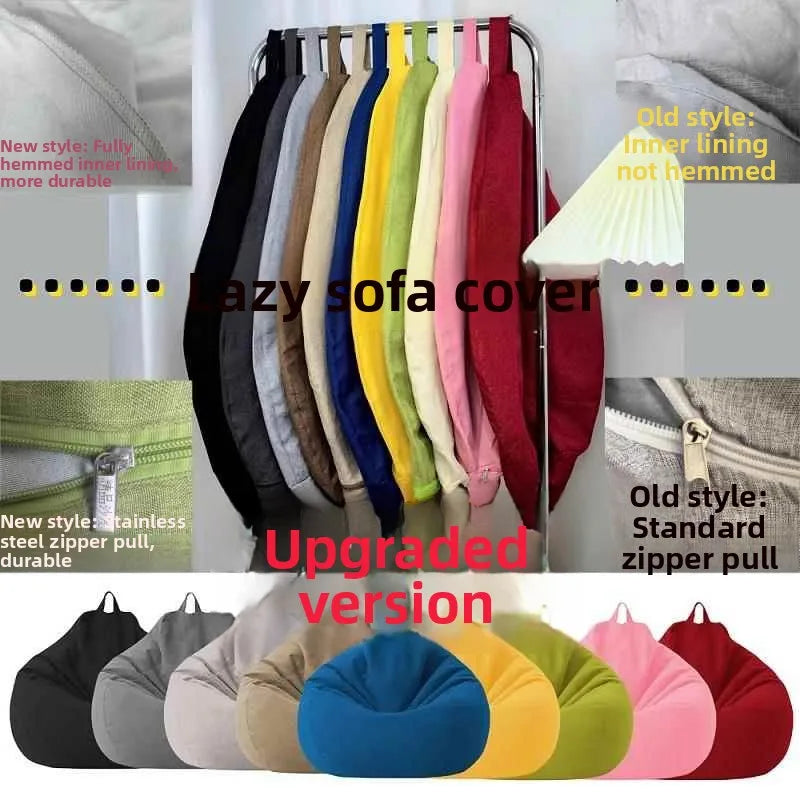 Lazy Sofa Cover Bean Bag  Pure Color Storage Bag for Old Clothes Semi-Finished Product Dustproof Family Organizer