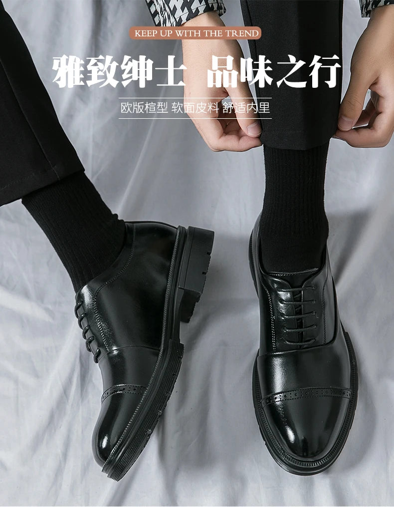 Men’s Dress Shoes High Quality Business British Social Formal Leather Shoes For Men Block Party Wedding Business Office Shoes