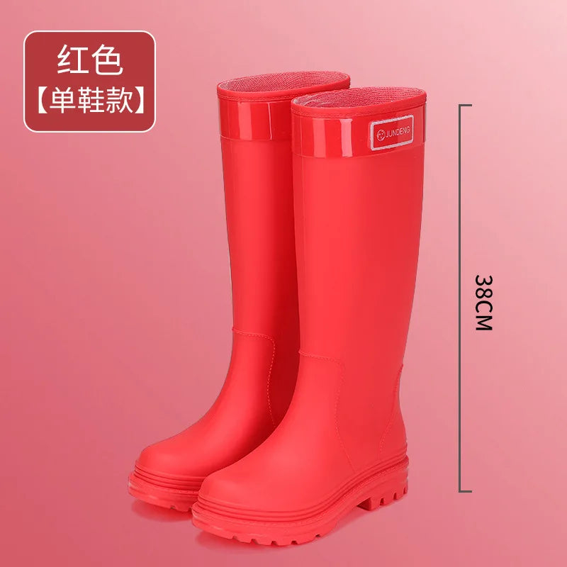 High-Tube Women's Rain Boots Fashionable Korean Style Waterproof Non-Slip Winter Snow Boots Outdoor Wear Cross-Border Popular - Free Item Weekend (50% off).