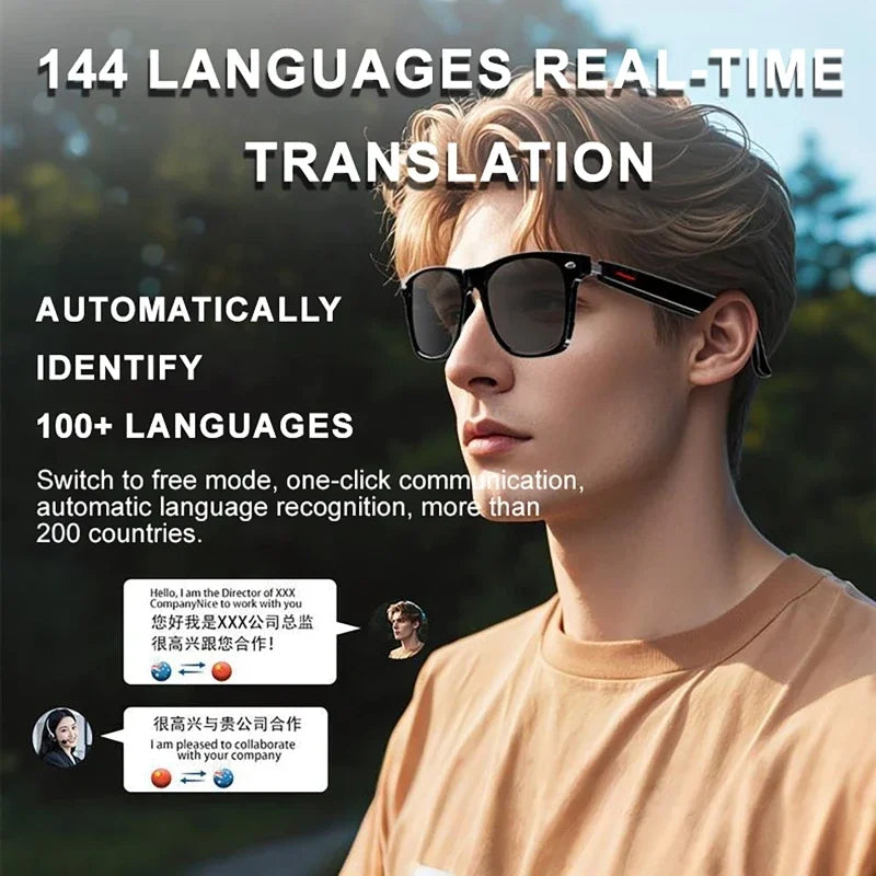 Glasses Translator AI 144 Languages Translation Sunglasses Bluetooth Chat Intelligent Real-time Voice Rssistant Smart Glasses