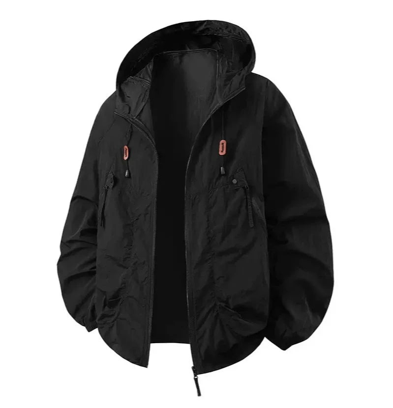 Summer UV Protection Hooded Jacket Unisex UPF50+ Ultra Thin Ice Silk Fishing Skin Coat with Quick-Dry Technology Outdoor Sports