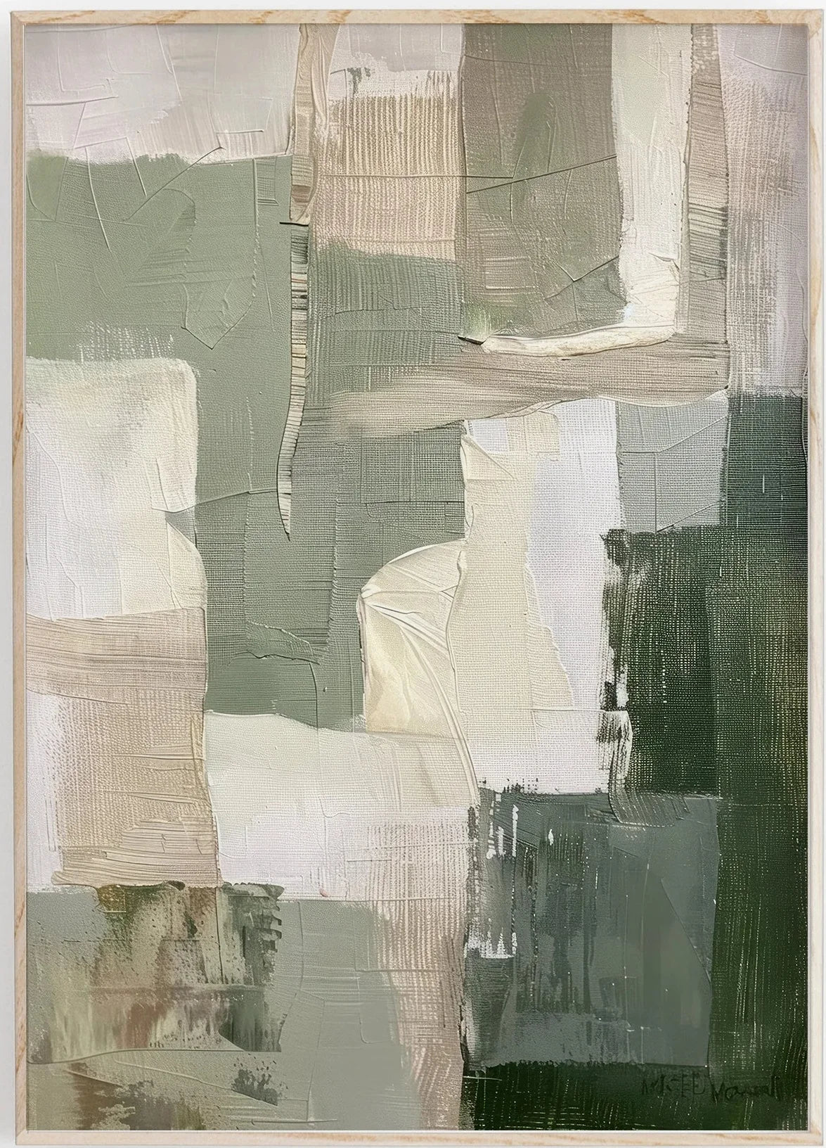 1/2Pcs Green Abstract Painting Set of 2, Neutral Acrylic Print, Sage Pastel Green, Modern Minimalist Poster, Wall Decor