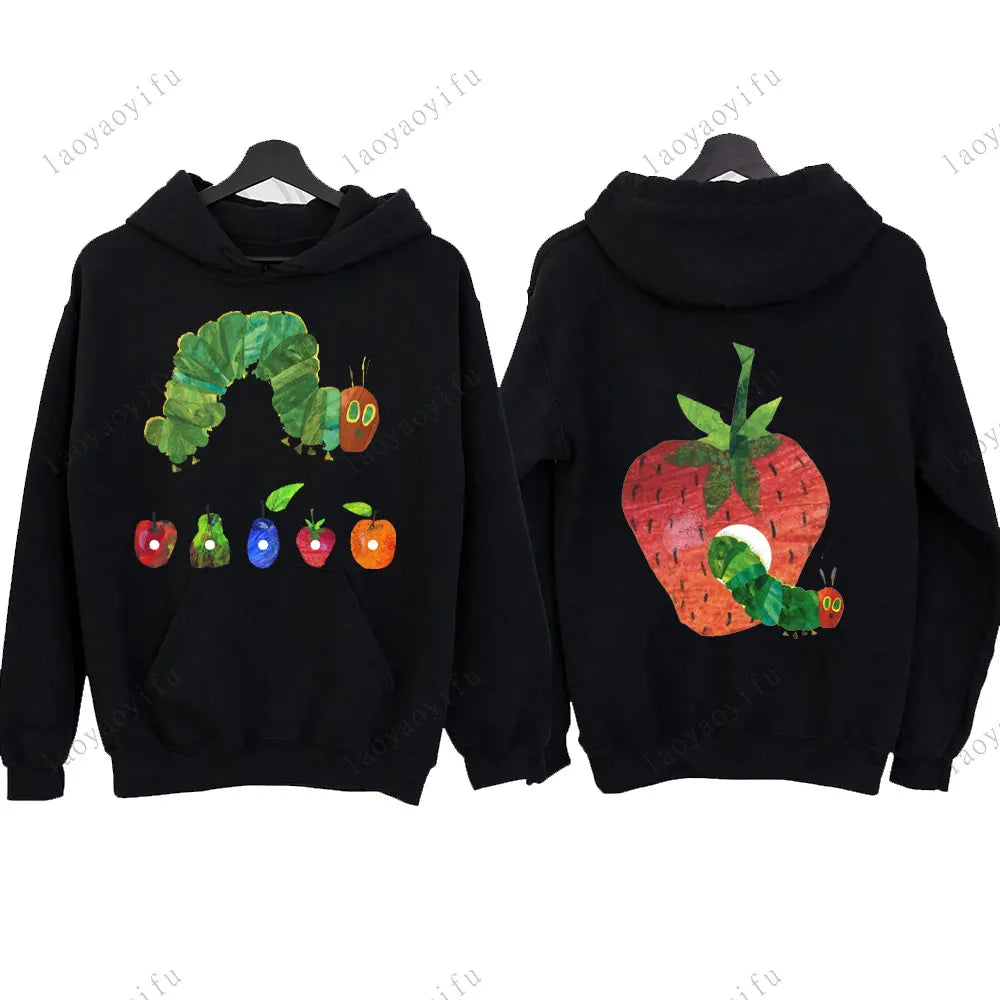Hungry Caterpillar Printed Hooded The Very Hungry Caterpillar Hoodies Aesthetic Clothes Autumn and Winter Keep Warm Sweatshirt