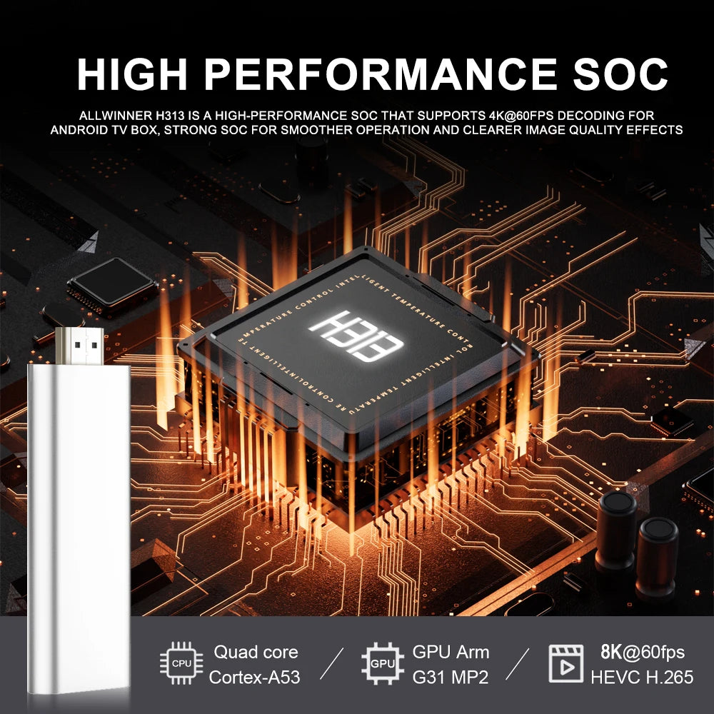 Smart TV Stick Q15 Bluetooth 6.0 Android 16 Streaming Media Player Allwinner H313 Wifi 5G 8K Video 4K HDR10 Netflix Set Top Box