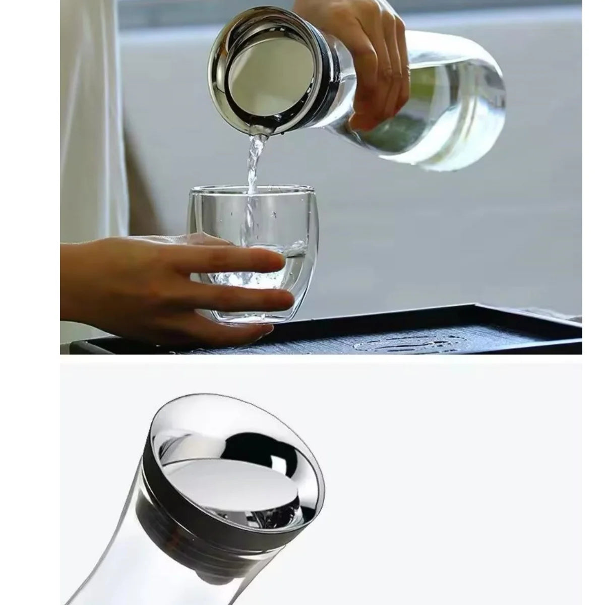 1.2/1.5L Glass Carafe with Stainless Steel Fruit Skewer and Lid, Suitable for Both Hot and Cold, Great for Tea and Juice