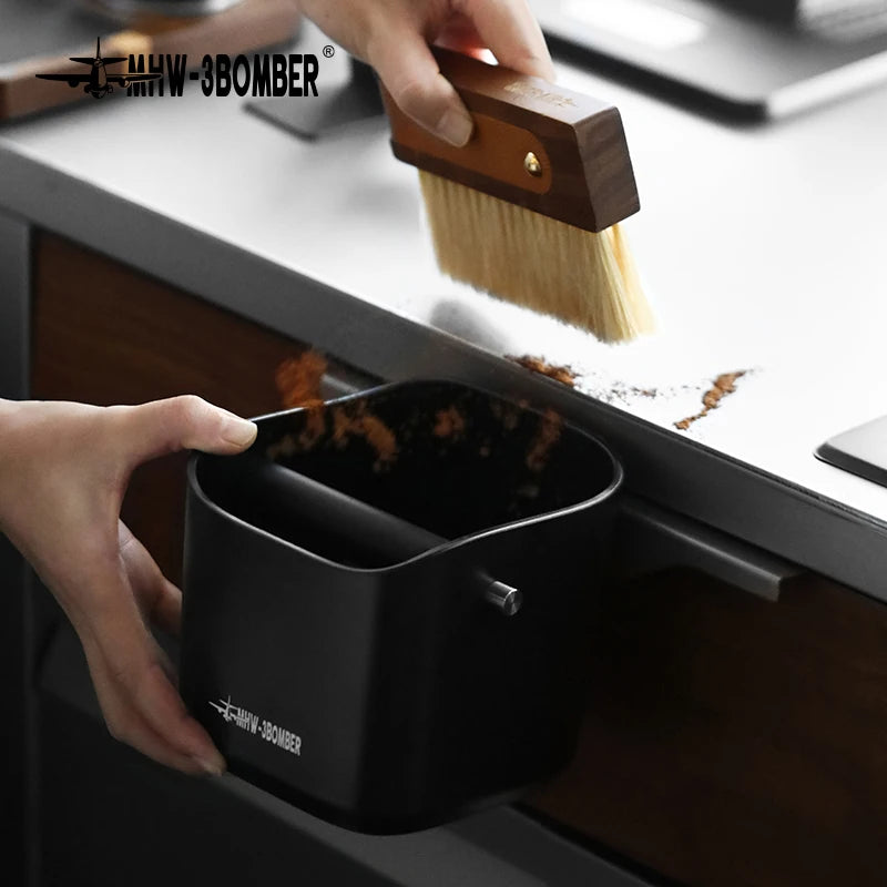 MHW-3BOMBER 1.2L Square Coffee Knock Box Anti-slip Pads Knock Box With Removable Knock Bar professional Home Barista Accessories