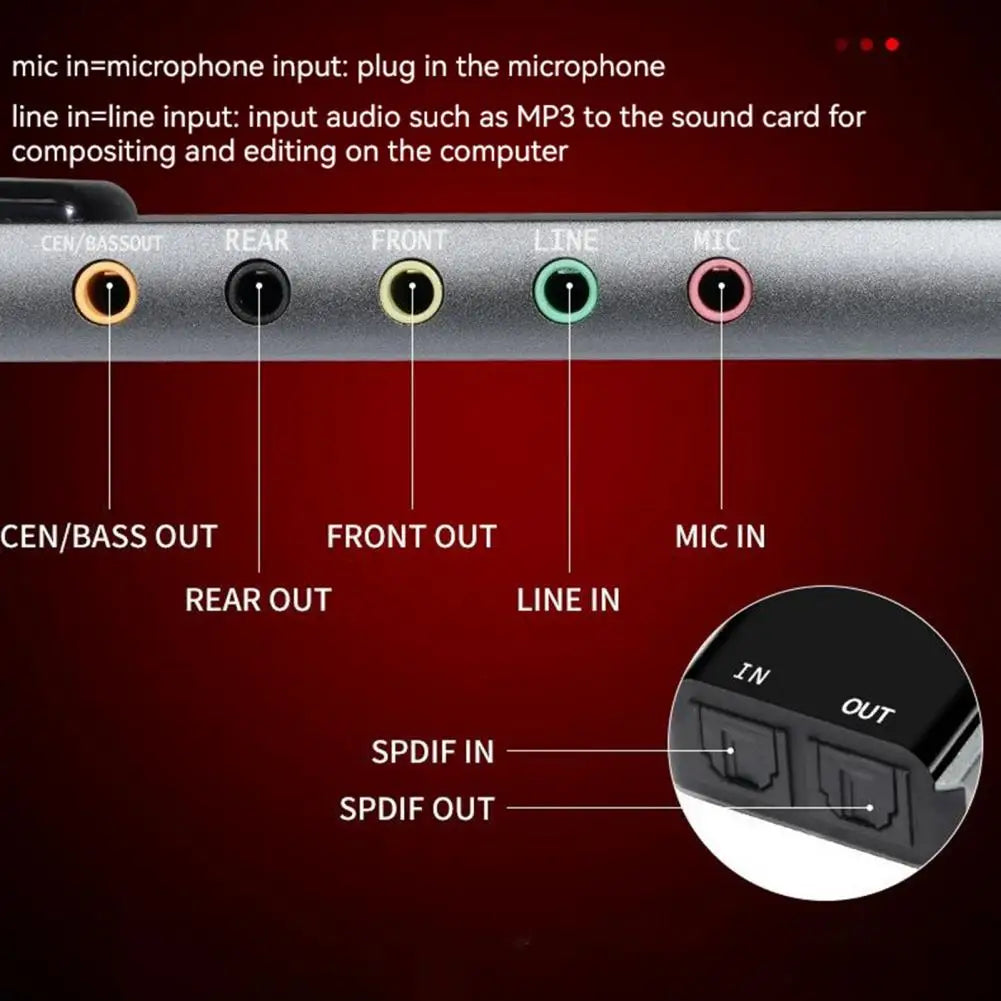 5 1 Sound Card Multifunctional Usb Sound Card with Fiber Optic Spdif for compatible 5 1 Sound Track Support Enhance Computer