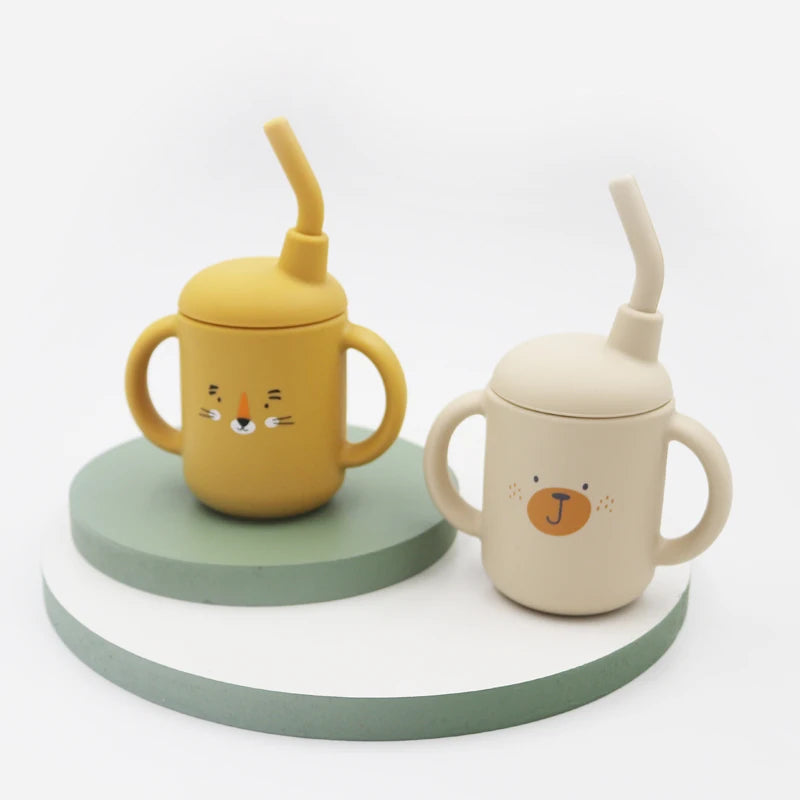 New cartoon 120ML Baby Silicone Sippy Cup BPA-Free Portable Storage Snack Container Feeding Cup  Leakproof trainer cup