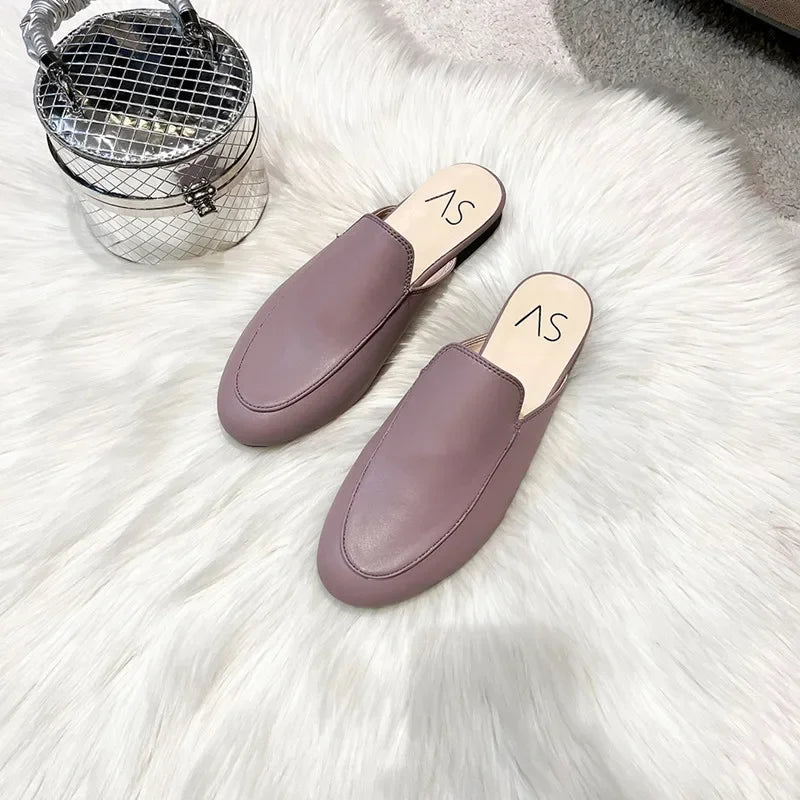 Baotou Half Slippers Women Summer Wear Muller Shoes 2025 New Flat Sandals