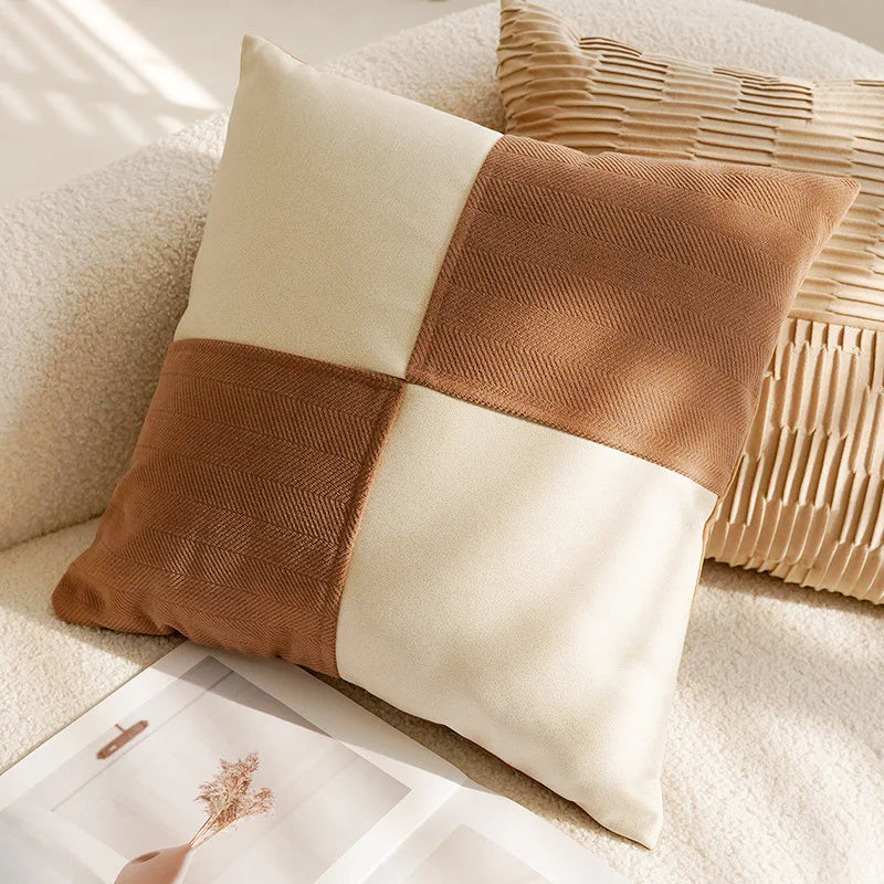 45x45CM Brown Vintage Nordic Throw Pillow Cover Cream Light luxury Sofa Cushion Waist Cover Simple Decorative Pillowcase