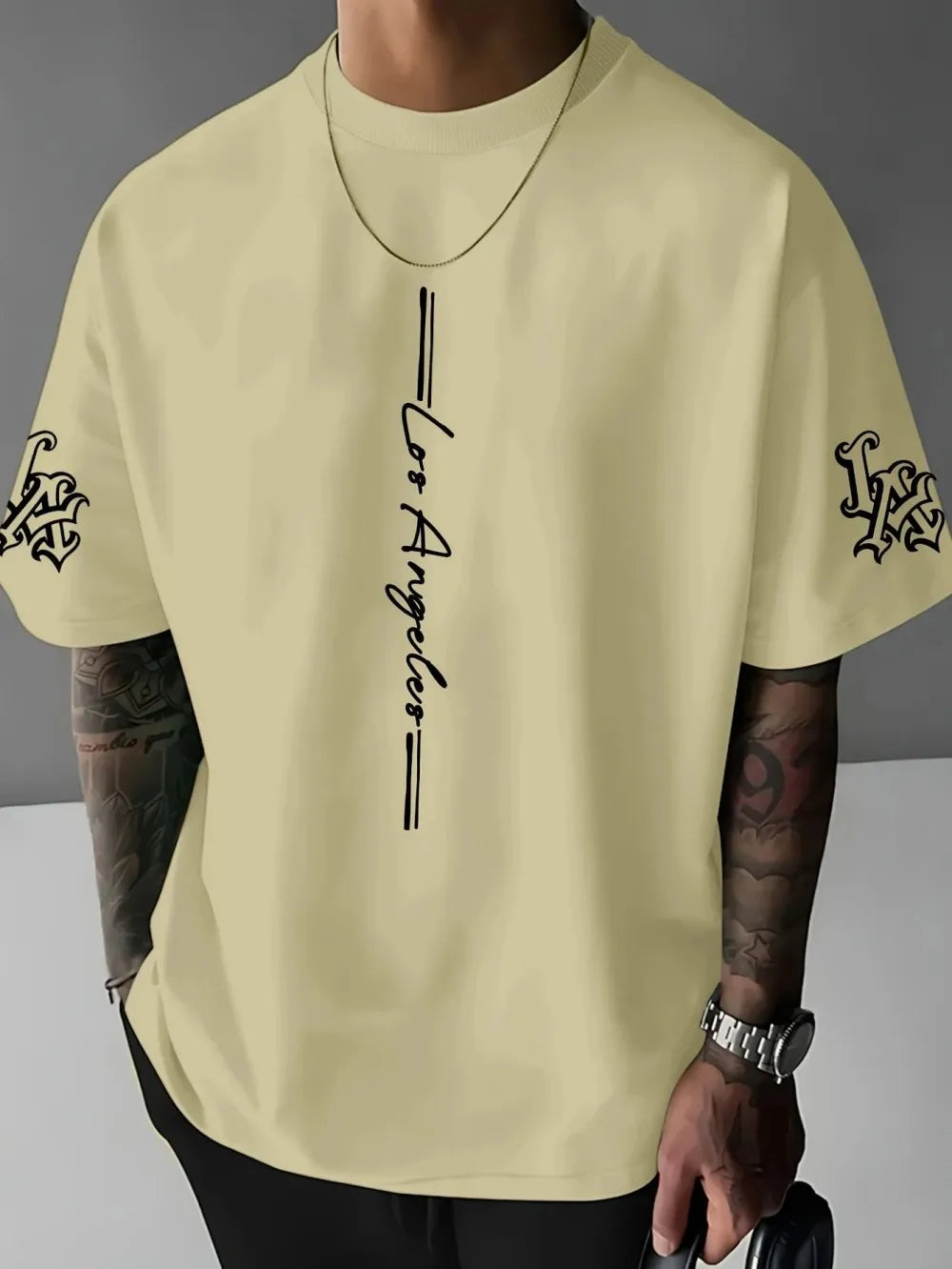 Men's new summer minimalist letter print comfortable and breathable round neck T-shirt outdoor casual top