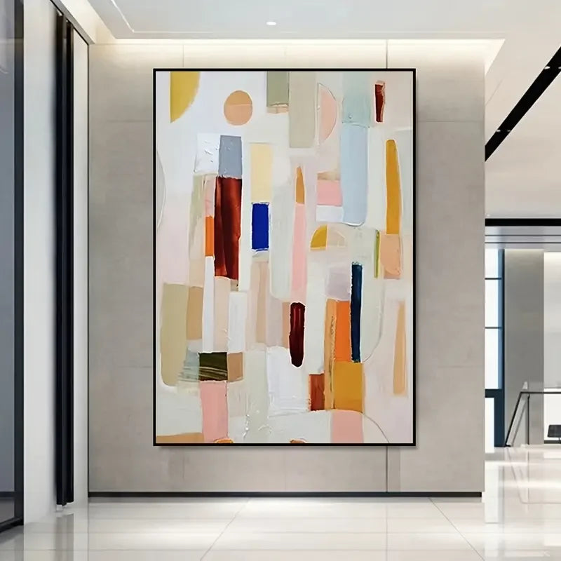 Original Large Beige Blue Abstract Handmade Canvas Painting Gray Minimalist Art White Wall Art Textured Painting Home Decorat