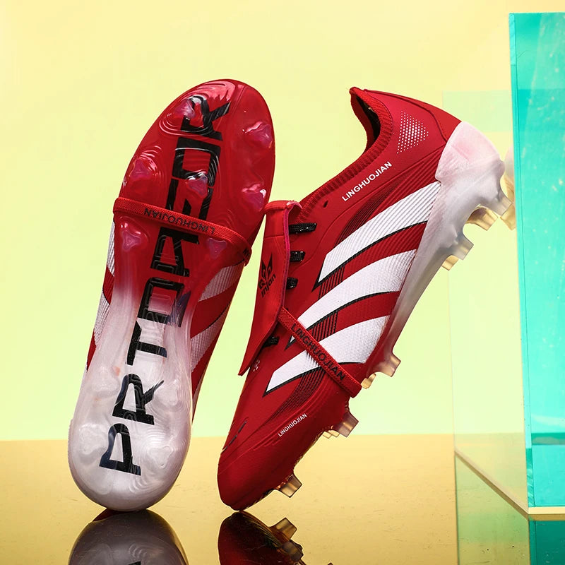 Professional-Level Football Shoes: High-Elastic Flyknit + Fg Long Studs No Slipping during Sudden Stops and Turns on the Field.