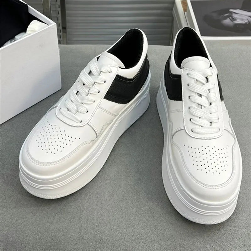 Spring and autumn women's sports shoes round toe increase thick sole cross strap design single shoes fashion casual sports shoes