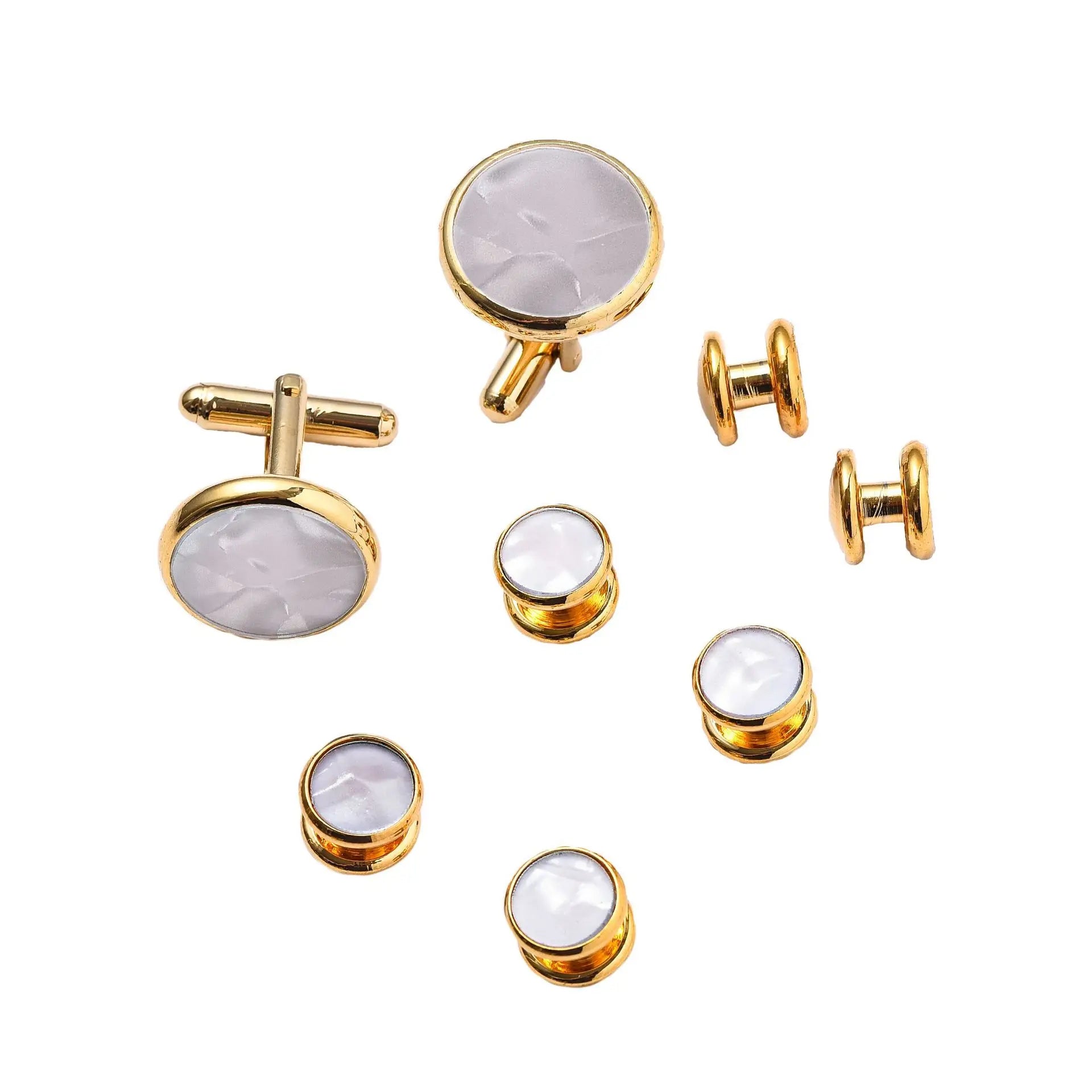 Mens Cufflinks and Studs Set for Tuxedo Shirts Business Wedding Party Cuff Links Classic Accessories Tie Clasp Collar Clips Gift