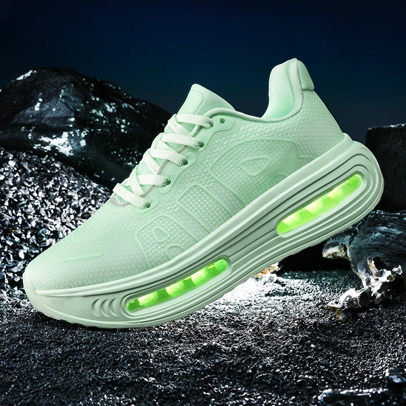 New Men's Running Shoe Night Fluorescent Women Carbon Plate Lace-Up Jogging Cushioning Sneakers Lightweight Casual Shoes