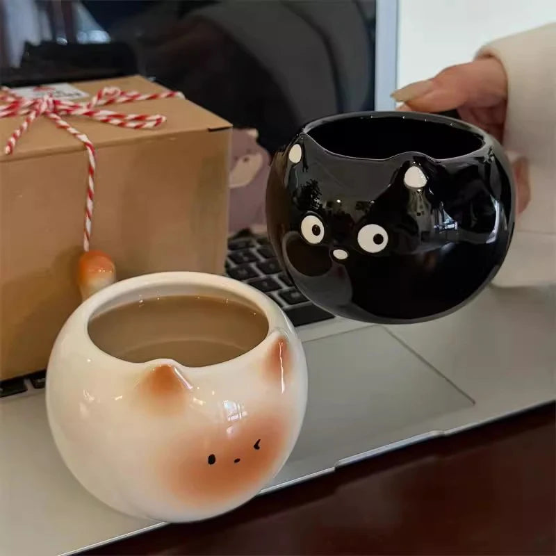 Cute Cat Coffee Cup 300ml Kawaii Ceramic Mug For Tea Milk Water Juice Mocha Lovers Breakfast Cup Birthday Gift For Women Men