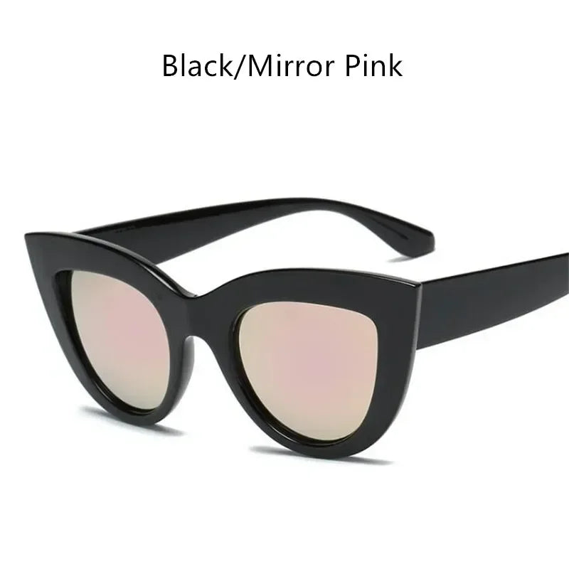 New Vintage Cat Eye Sunglasses Woman Retro Brand Cateye Shades Sun Glasses Gradient Mirror Plastic Frame Designer Oculos De Sol