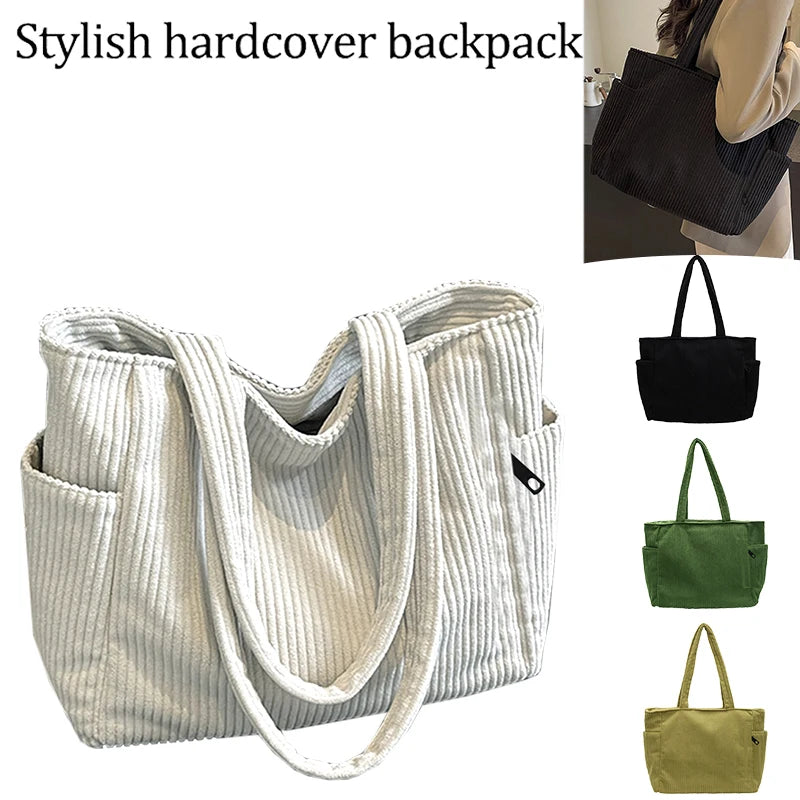 Trendy Multi-Functional Corduroy Bag Tote Crossbody Shoulder Handbag Multi-Color for Daily Casual Activities