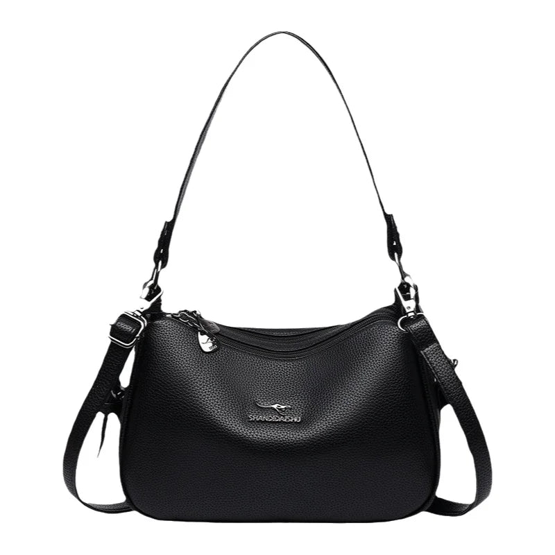 Fashionable Street-Style Women's Crossbody Bag Single Shoulder Personality PU Leather Medium Square Bag Zipper Closure Daily Use