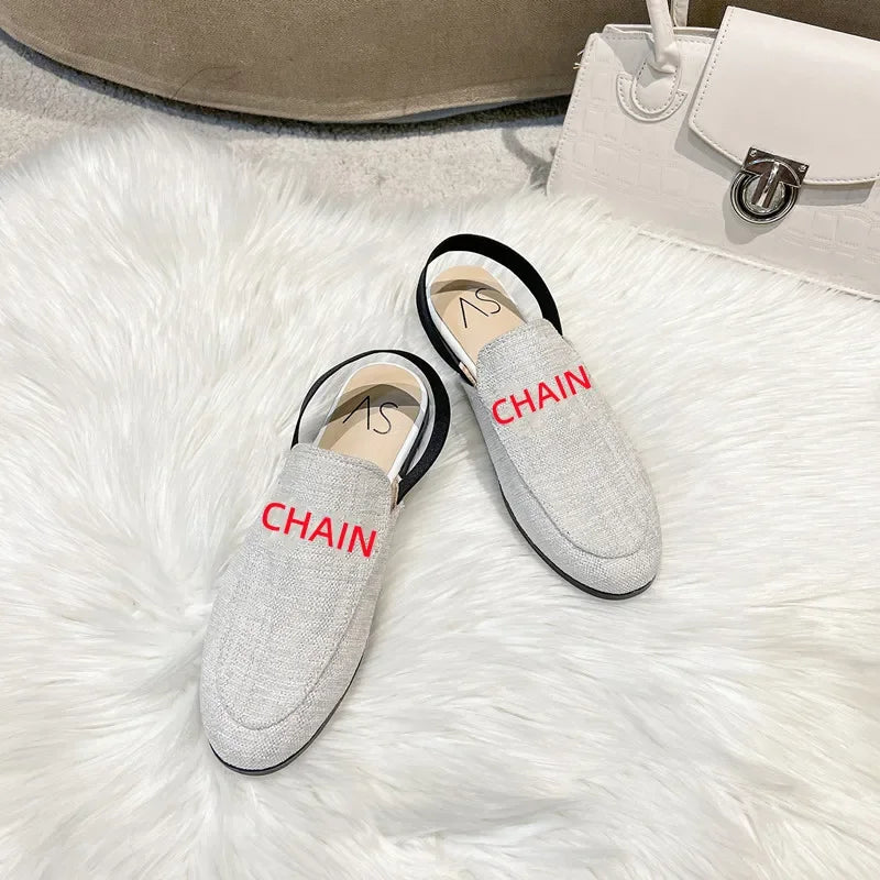Rear elastic belt half slippers women summer wear Muller shoes 2023 new flat sandals