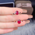 100% Natural Ruby Stone 6*8mm 925 Sterling Silver Wedding Rings for Women sales with free shipping clearance sale