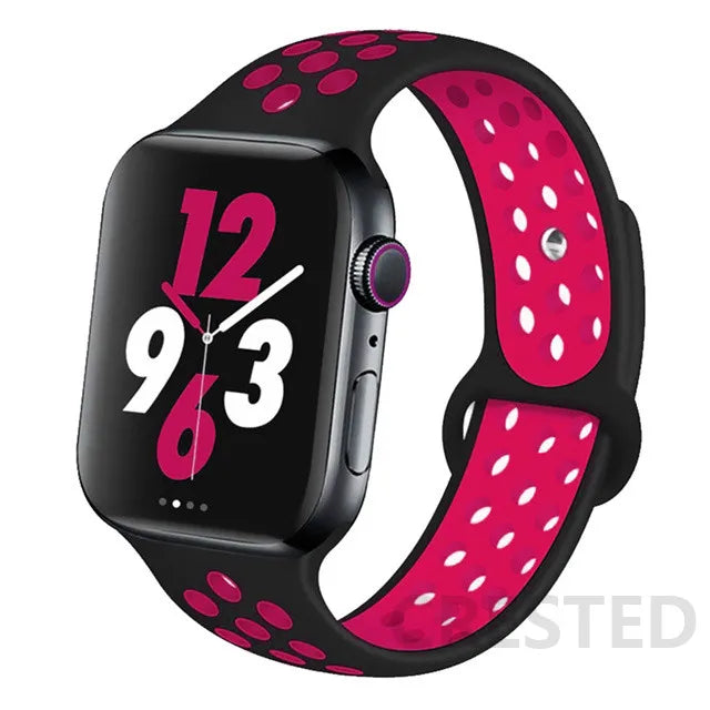 Silicone Strap For Apple Watch Band 45mm 44mm 40mm 49mm 41mm 38mm 42mm Sport bracelet iWatch Ultra 2 Series 9 8 7 6 se for nike
