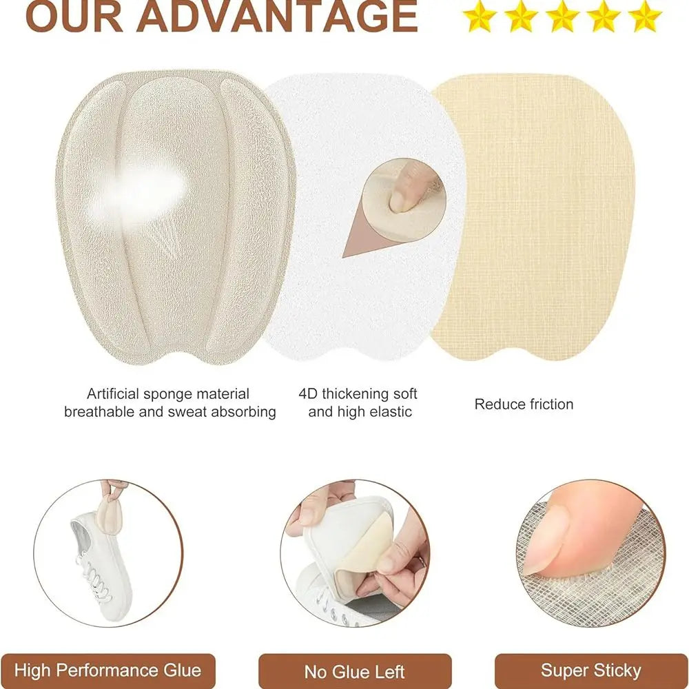 Replacement Non Slip Shoe Tongue Pads Breathable Soft Heel Pads Size Reducer Shoe Filler