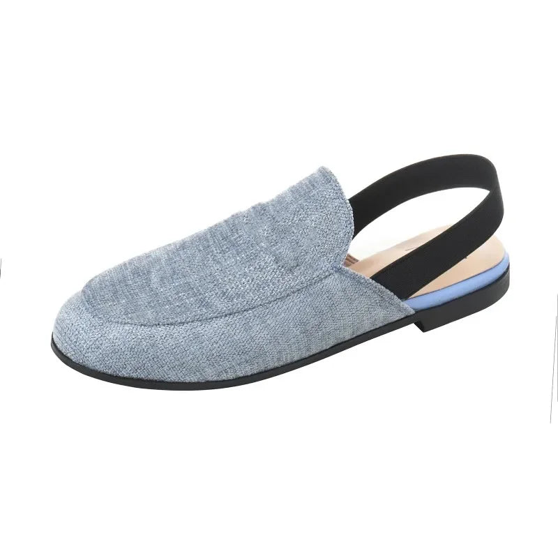 Rear elastic belt half slippers women summer wear Muller shoes 2023 new flat sandals