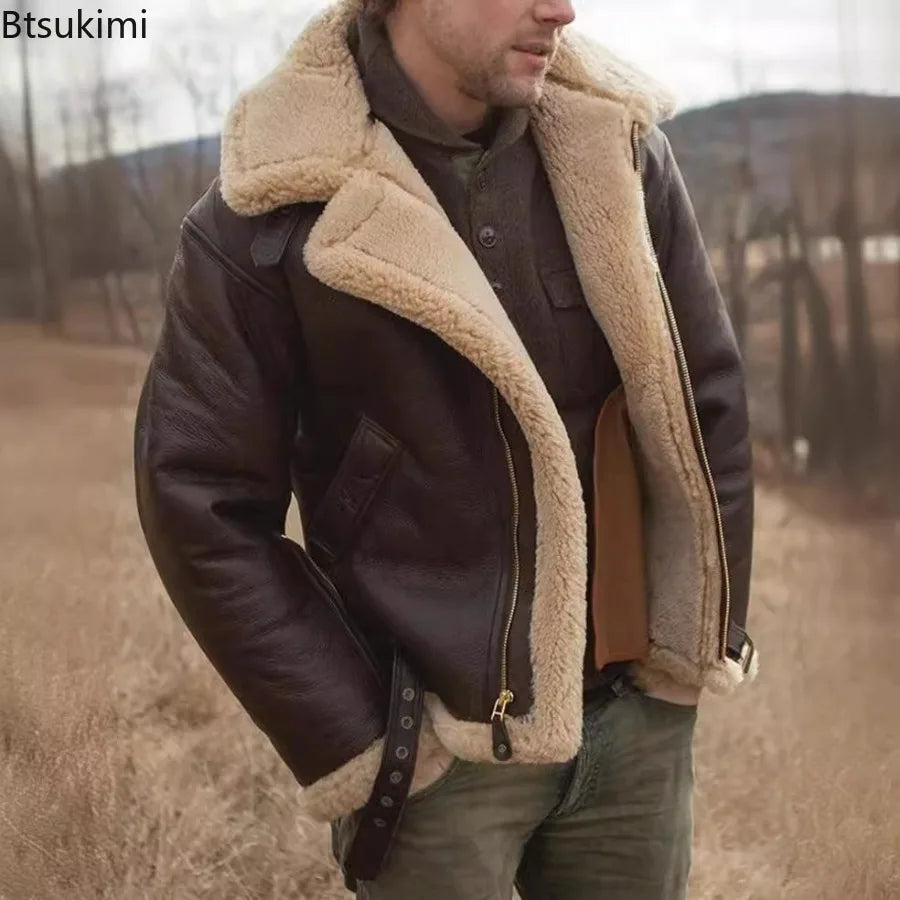 Winter Leather Jackets for Men Fashion Plush Lining Warm Comfortable High Quality Leather Coats Men's Luxury Motorcycle Jackets