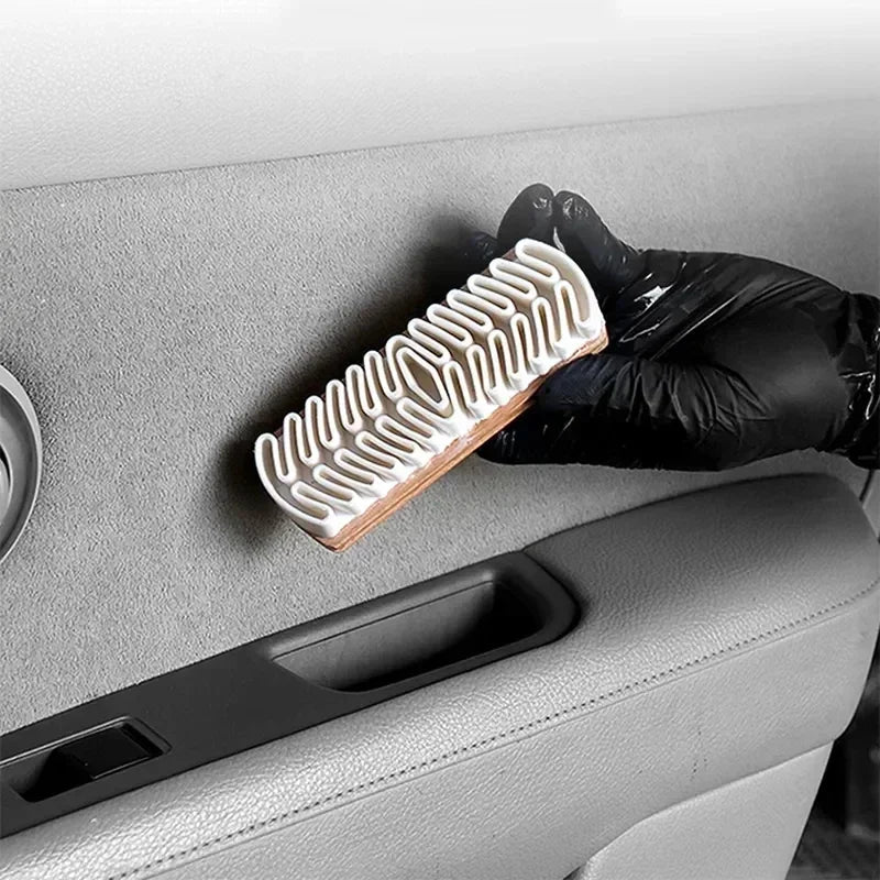 Car Interior Cleaning Brush Wooden Rubber Stain Removal Leather Buckskin Suede Fabric Beauty Care Detail Brush Car Clean Toosl