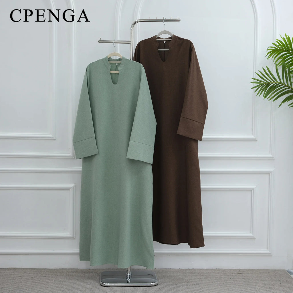 Ramadan Arabic Muslim Women Modest Dress Elegant Eid Dubai Abaya Islam Holiday Loose Outfit New Arrive Plain Turkey Kaftan Robe