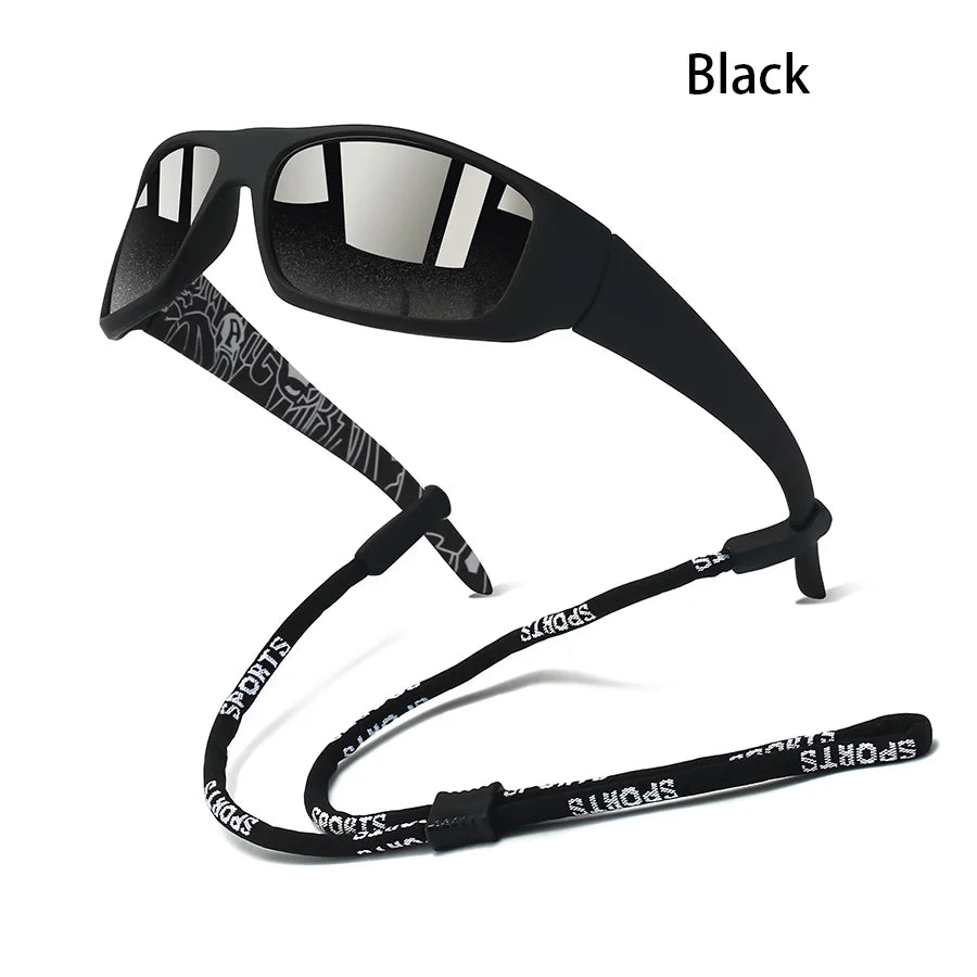 Fashion Vintage Sunglasses with Chain for Men And Women Driving Fishing Sports Running Mountaineering Safety Goggles
