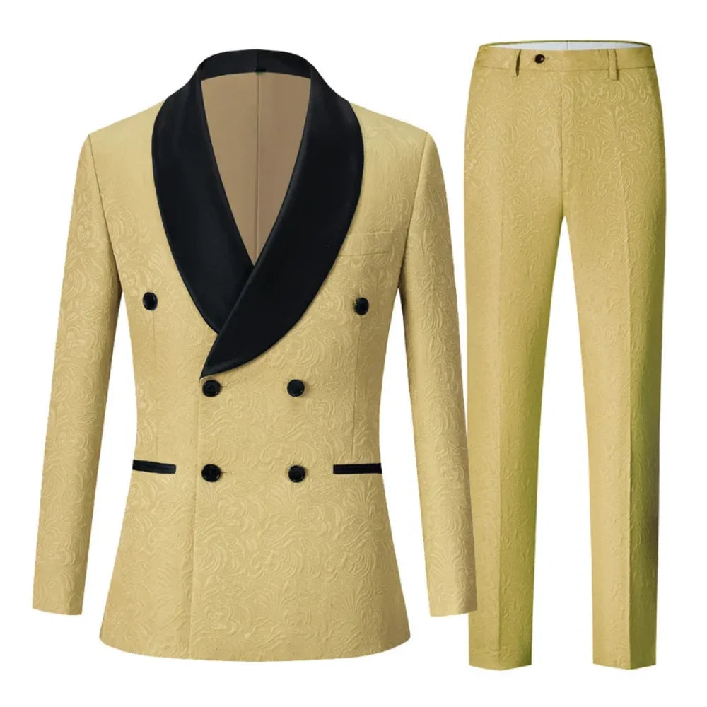 Men's Three-Piece Suit Set for Night Business Jacket And Pants Wedding 2-Piece Formal Outfit